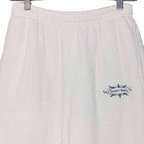 VTG 90s Walt Disney World Tour Terry Cloth Lounge Sweat Pants Size M Cream Parks - Picture 2 of 11